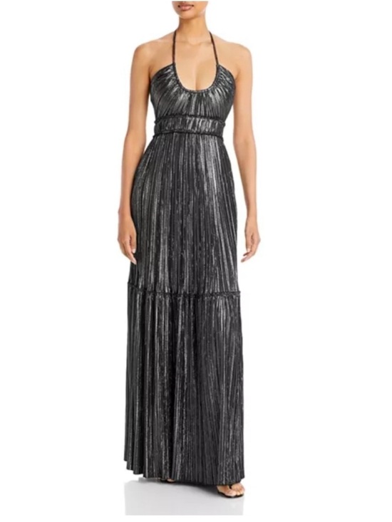 A.L.C. Dresses & Skirts - A.L.C. Metallic Black Halter-Style Pleated Maxi Dress